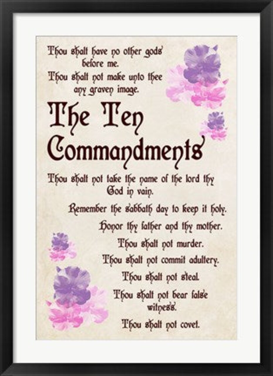 Framed Art The Ten Commandments - Floral by Veruca Salt Wall Decor 18x24 Artwork